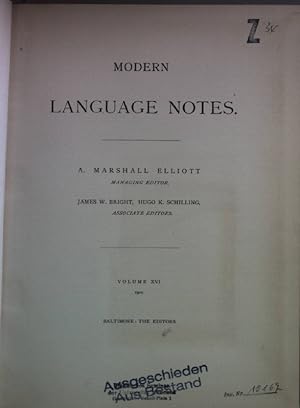 Seller image for Modern Language Notes (MLN): VOL. XVI (16) - 1901. for sale by books4less (Versandantiquariat Petra Gros GmbH & Co. KG)
