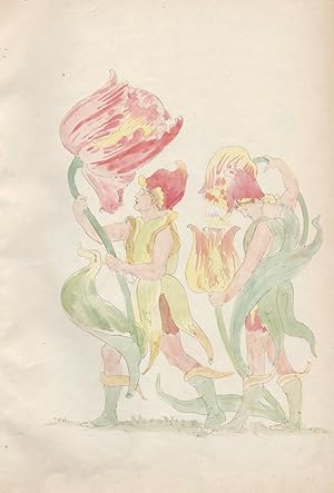 Watercolor drawings of Walter Crane's Flora Feast