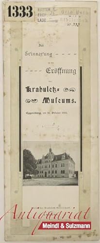 Zur Erinnerung an die Eröffnung des Krahuletz-Museums. Eggenburg, am 12. Oktober 1902.