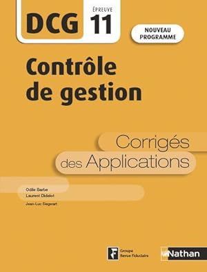 contrôle de gestion : DCG : épreuve 11 : corrigés des applications (édition 2019)