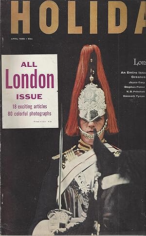 Bild des Verkufers fr London's Best Dining" in Holiday magazine April 1956 VARIANT COVER WITH TIPPED-ON "LONDON" LABEL TO COVER zum Verkauf von Far North Collectible Books