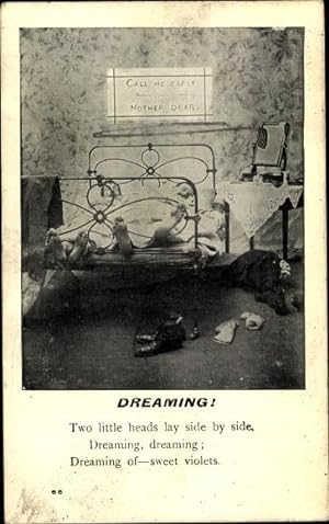 Ansichtskarte / Postkarte Dreaming, Zwei schlafende Männer im Bett