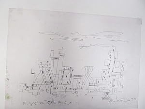 Der Geist von Sao Paulo. Zeichnung in Bleistift auf dünnem Papier. Von Fiedler rechts unten mit *...