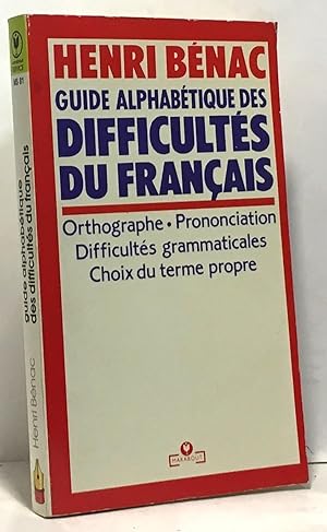 Imagen del vendedor de Guide alphabetique des difficults du franais a la venta por crealivres