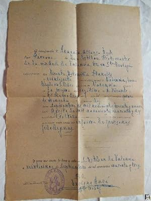 Antiguo Documento - Old Document : CERTIFICADO DEL PÁRROCO DE SAN ESTEBAN, VALENCIA SOBRE SOLTERÍA