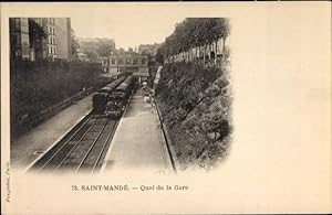 Ansichtskarte / Postkarte Saint Mandé Val de Marne, La Gare, Arrivée d'un train