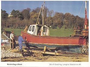 Restoring A Boat Langton Maltravers Purbeck Dorset Postcard