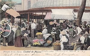 Mexico Flower Markets Antique Postcard