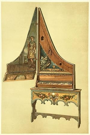 Cembalo (vertikal) / Harpsichord (upright) / Clavecin (vertical).