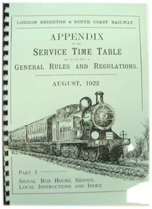 Immagine del venditore per Appendix to the Service Time Table and the Book of General Rules and Regulations: August, 1922 (Part Three) venduto da PsychoBabel & Skoob Books