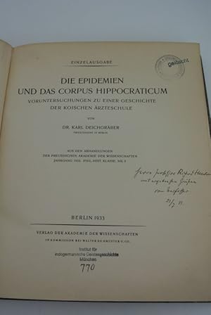 Die Epidemien und das Corpus Hippocraticum. Voruntersuchungen zu einer Geschichte der koischen Är...