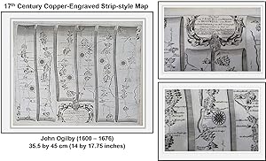 17th Century Copper-engraved Strip-style Map. The Road from St Davids com Pembroke to Holywell co...