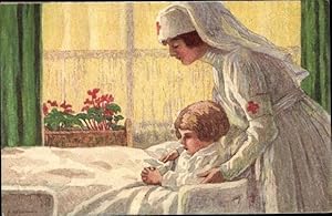 Ganzsache Künstler Ansichtskarte / Postkarte Bundesfeier 1927, Krankenschwester