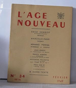 Bild des Verkufers fr L'ge nouveau Ides Lettres Arts Numro 34 zum Verkauf von Librairie Albert-Etienne