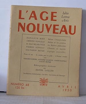 L'âge nouveau Idées Lettres Arts Numéro 49-50