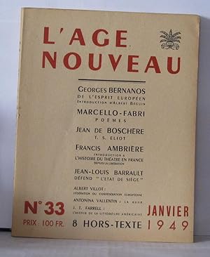 Bild des Verkufers fr L'ge nouveau Ides Lettres Arts Numro 33 zum Verkauf von Librairie Albert-Etienne