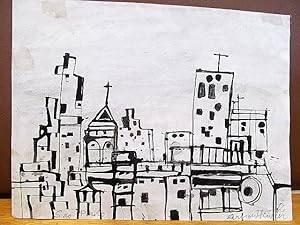 Sao Paulo. Schwarze Aquarell-Tusche auf Papier, rechts unten in Bleistift mit *Arnold Fiedler, (1...