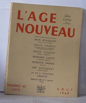 Bild des Verkufers fr L'ge nouveau Ides Lettres Arts Numro 40 zum Verkauf von Librairie Albert-Etienne