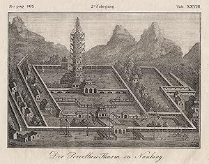 Imagen del vendedor de Teilansicht, Porzellanturm, "Der Porcellan-Thurm zu Nanking". a la venta por Antiquariat Clemens Paulusch GmbH