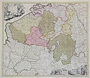 Kupferstich- Karte, b. N. Visscher, "Belgii Pars meridinalis cum occidentalibus Germaniae .".