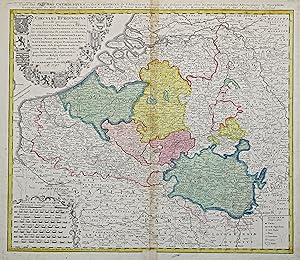 Kupferstich- Karte, n. T. Mayer b. Homann Erben, "Carte des Pays Bas Catholiques ou des X Provinc...