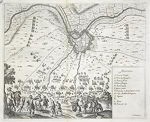 Befestigungsplan, mit Darstellung einer Belagerung 1667.