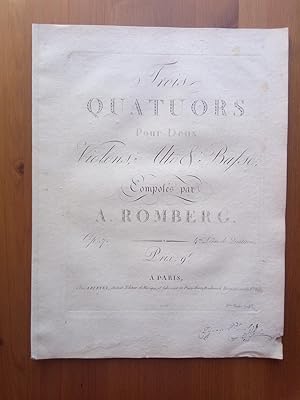 Immagine del venditore per Trois Quatuors pour deux Violons, Alto et Basse. Op.7. 4eme Livre de Quatuors. venduto da Flix ALBA MALZIEU