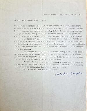Imagen del vendedor de Typewritten letter to Fermin Estrella Gutierrez a la venta por Chaco 4ever Books