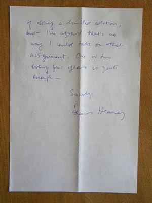 Hand Written Letter: SEAMUS HEANEY