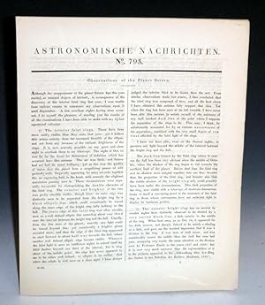 "Observations of the Planet Saturn" in Astronomische Nachrichten, No. 793 [November 1851]