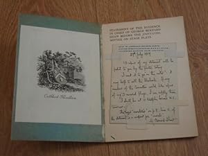 Seller image for George Bernard Shaw and Stage Censorship. Two Copies of the Privately Printed "Statement of the Evidence of George Bernard Shaw Before the Joint-Committee on Stage Plays (Censorship and Theatre Licensing)" and Three A.L.S. From Shaw for sale by Dublin Bookbrowsers