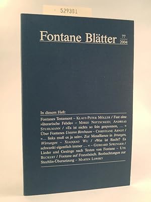 Seller image for Fontane Bltter 77/2004 for sale by ANTIQUARIAT Franke BRUDDENBOOKS