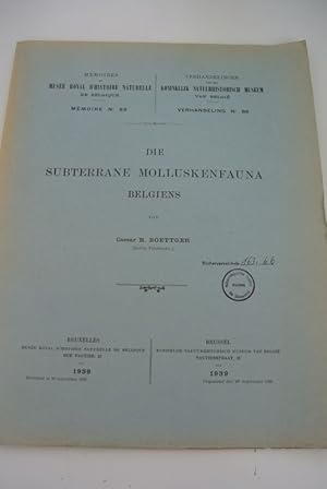 Seller image for Die subterrane Molluskenfauna Belgiens. (= Institut royal des sciences naturelles de Belgique, Memoire No. 88) for sale by Antiquariat Bookfarm