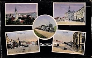 Ansichtskarte / Postkarte Amstetten in Niederösterreich, Hauptplatz, Totalansicht, Dampflok