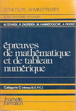 Epreuves de math matiques et de tableau num rique - Collectif