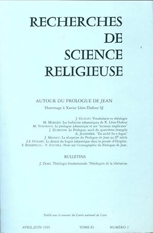 Bild des Verkufers fr Recherches de science religieuse n?83-2 : Autour du prologue de Jean - Collectif zum Verkauf von Book Hmisphres