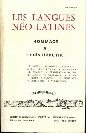 Les langues néo-latines n°239 75e année fascicule 4 - Collectif