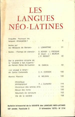 Les langues néo-latines n°214 69e année fascicule 3 - Collectif