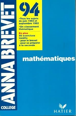 Math?matiques brevet 1994 - Collectif
