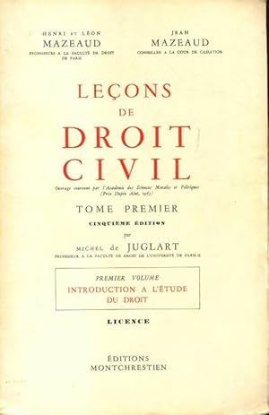 Seller image for Le?ons de droit civil Tome I 1er volume - Henri Mazeaud for sale by Book Hmisphres