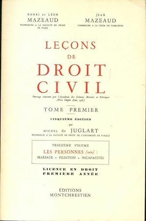 Le?ons de droit civil tome I - Henri Mazeaud