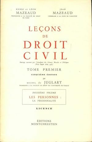 Le ons de droit civil Tome I 2 me volume - Henri Mazeaud