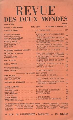 Image du vendeur pour Revue des deux mondes Mai 1982 - Collectif mis en vente par Book Hmisphres