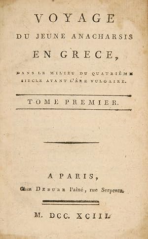 Seller image for Voyage du jeune Anacharsis en Grece. Dans le milieu du quatrime sicle avant l?re vulgaire. 13 volumes relis en 7 vols. for sale by Harteveld Rare Books Ltd.