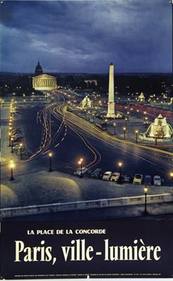 Plakat - France- Paris, villes-lumière, La place de la Concorde. Offset.