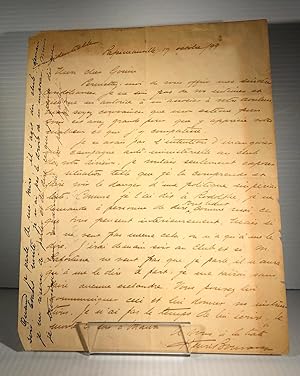 Henri Bourassa. Lettre autographe signée (L.A.S.) à Lomer Gouin. Papineauville, 17 octobre 1899