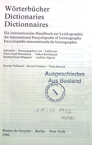 Immagine del venditore per Dictionaries; Teilband. 2 Handbcher zur Sprach- und Kommunikationswissenschaft, Band 5.2 venduto da books4less (Versandantiquariat Petra Gros GmbH & Co. KG)