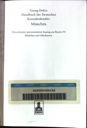 Bild des Verkufers fr Handbuch der deutschen Kunstdenkmler; Teil: Mnchen. zum Verkauf von books4less (Versandantiquariat Petra Gros GmbH & Co. KG)