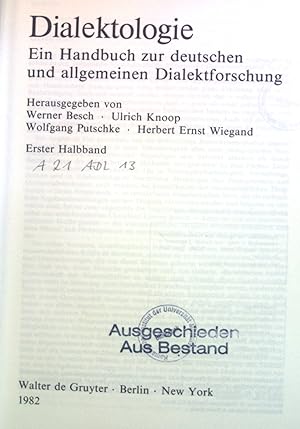 Bild des Verkufers fr Dialektologie; Halbband. 1 Handbcher zur Sprach- und Kmmunikationswissenschaft, Band 1.1 zum Verkauf von books4less (Versandantiquariat Petra Gros GmbH & Co. KG)