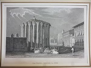 Orig. Stahlstich: Der Vesta - Tempel in Rom. Martini.